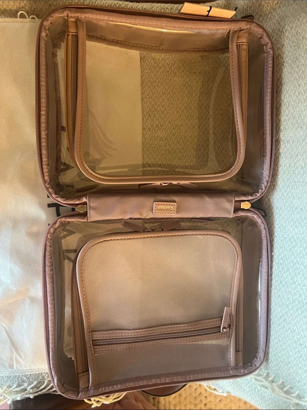 Calpak Large Clear Cosmetic Case in Mauve